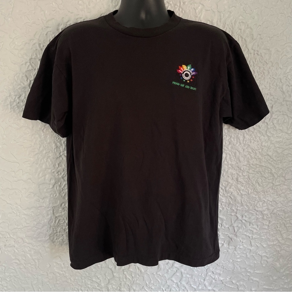 Vintage Single Stitch Made in USA Proud Day and Night Pride Black T-Shirt Large - Picture 2 of 8